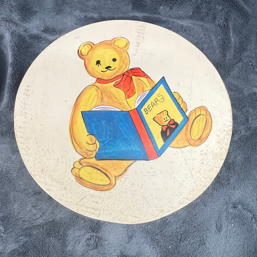Vintage F.O. Merz Teddy Bear Shaker Nursery Box Harris Design Chatham Mass Wood